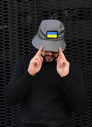 Панама серая с флагом ua 6