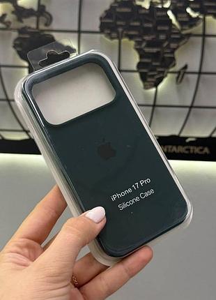 Чехол silicone case с микрофиброй для iphone 17 pro, чехол-накладка для айфон 17 pro (зеленый)