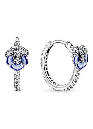 Сережки pandora "блакитна фіалка" 290775c01