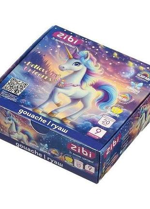 Фарба гуашева 9кол. unicorn 20мл тм zibi