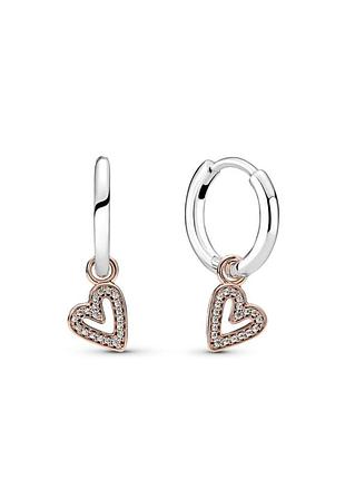 Серьги pandora "блестящий эскиз сердца" 280090c01
