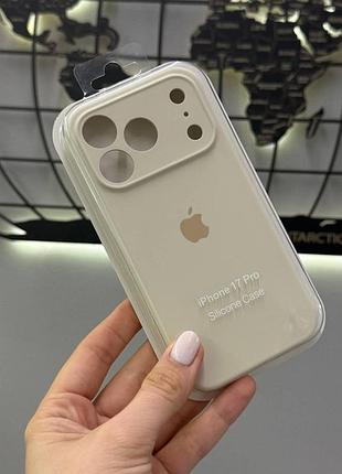 Чохол закрита камера silicone case з мікрофіброю для iphone 17 pro, якісний чохол з мікрофіброю для айфон 17 про (молочний)
