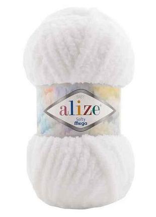 Пряжа softy mega 55 5шт/уп белый 100% микрополиэстер 100г 70м тм alize