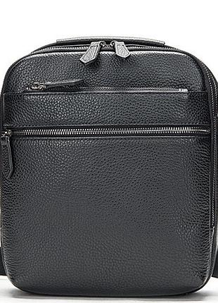 Чоловіча шкіряна сумка через плече чорна tiding bag 711511