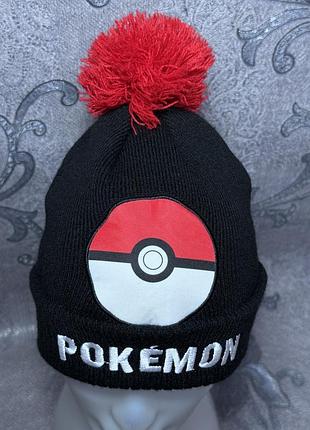 Вʼязана дитяча шапка з помпоном pokémon nintendo onesize до 54 см дитячі зимові демісезон головні убори для хлопців хлопчиків дівчат дівчаток зима