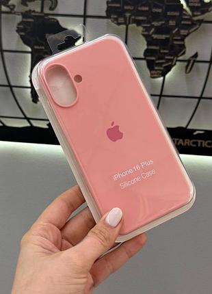 Чехол silicone case чехол с микрофиброй для iphone 16 plus, чехол-накладка для айфон 16 plus (розовый)