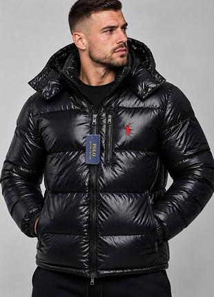 Пуховик зимовий чоловічий чорний polo black gloss! пуховик зимний мужской polo! премиальная куртка пуховик мужская зимняя! размеры s, m, l, xl!