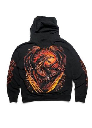 Чоловіче худі spiral direct dragon fire дракон fantasy gothic y2k чорне xxl