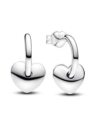 Серебряные серьги pandora открытые хупы с сердцами 293460c00