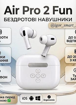 Беспроводные наушники air pro 2 fun с кнопками управления / bluetooth 5.4 / белые