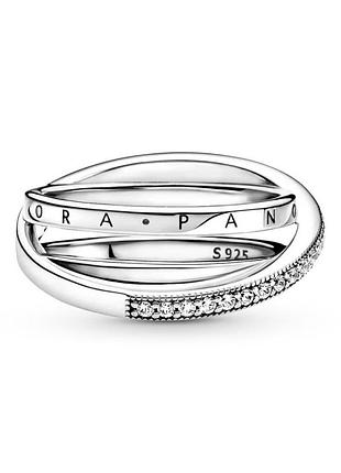 Кольцо pandora тройное с паве 199057c01 3