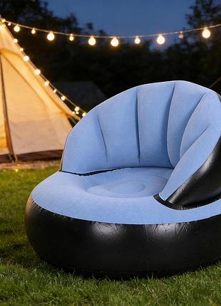 Надувное кресло air sofa / надувное велюровое кресло 80×80×67см голубой