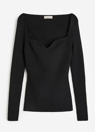 Джемпер в рубчик з вирізом сердце h&m.