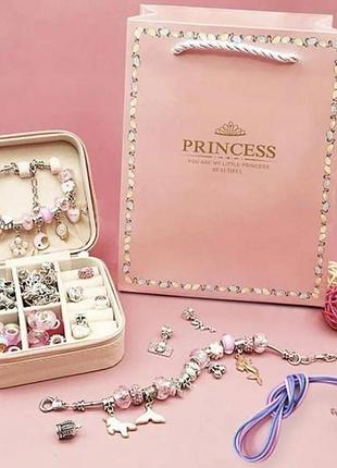 Дитячий набір для творчості princess, створення шарм-бласлетів, рожевий