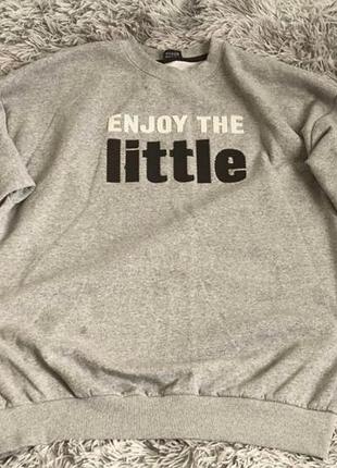 Серый оверсайз свитшот moranni «enjoy the little»