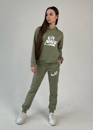 Спортивний костюм жіночий оливковий nike весна-осінь з капюшоном l
