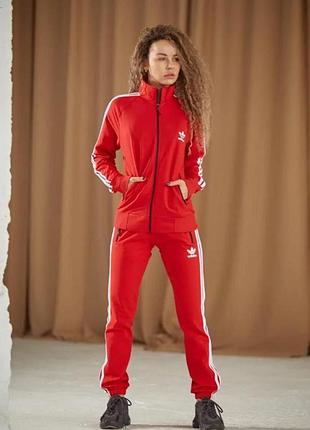 Спортивний костюм жіночий червоний adidas весна-осінь без капюшона l
