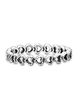 Кольцо pandora "полоса сердец" 190980 2