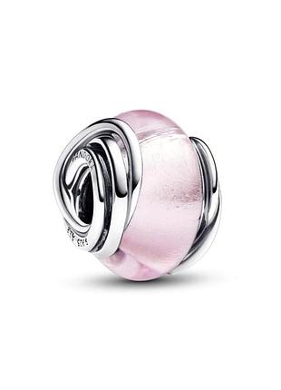 Серебряный шарм pandora "роза" из муранского стекла 793241c00