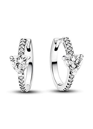 Серьги pandora "сияющее сердце" 293101c01
