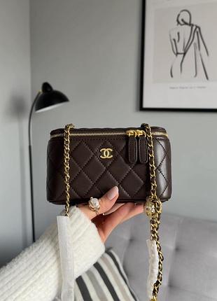 Chanel classic lambskin pearl crush vanity bag brown/gold [оригинальная магнитная коробка]