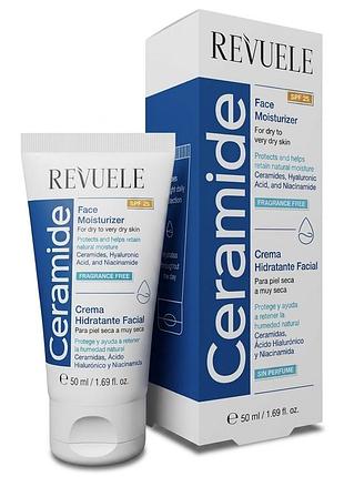 Зволожуючий денний крем для обличчя spf 25 з керамідами ceramide revuele, 50 мл