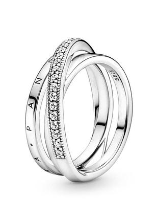 Кольцо pandora тройное с паве 199057c01 58