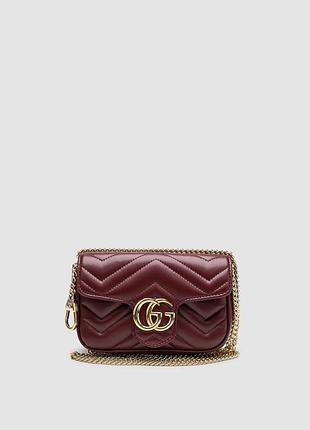 💎 gucci gg marmont super mini shoulder bag burgundy, gold hardware
