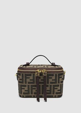 💎 fendi vanity tobacco brown ff jacquard fabric mini-bag