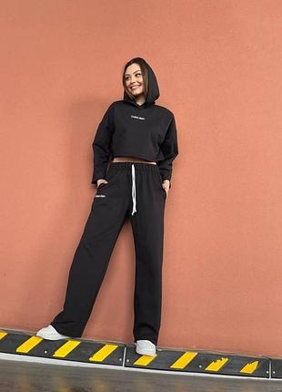 Спортивний костюм жіночий чорний calvin klein весна-осінь — демісезонний костюм для прогулянок і спорту s