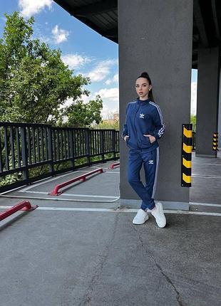Спортивний костюм жіночий синій adidas весна-осінь без капюшона l