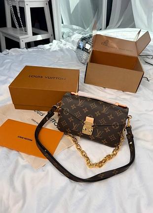 Шкіряна жіноча коричнева сумка louis vuitton