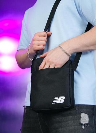 Борсетка new balance черная, белое лого #