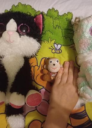 М'які іграшки: котики ty beanie boos з великими очима, мавпочки,  тигр, зайчики та динозаврик...