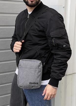 Борсетка 600d reebok серый меланж (накатка) #