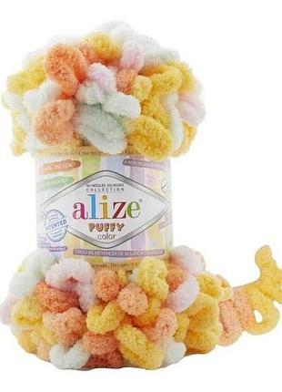 Пряжа puffy color 6464 5шт/уп 100% мікрополіестр 100г 9м тм alize