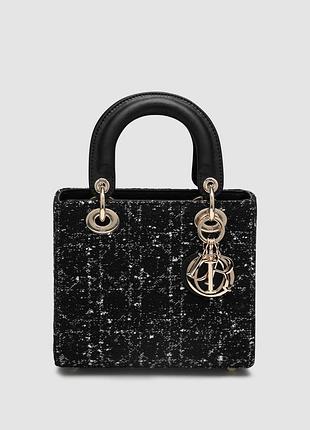 💎 dior small lady bag black tweed/white cannage motif