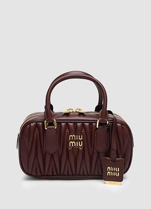💎 miu miu arcadie matelassé nappa leather bag burgundy