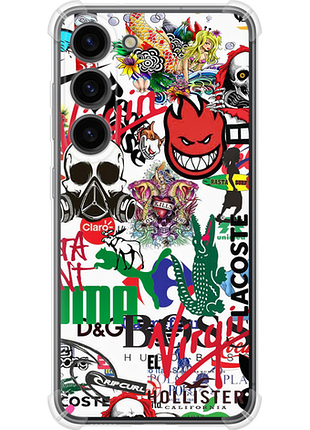 Чехол на samsung galaxy s23 many different logos из силикона fch_0175728