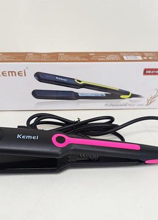 Щипцы kemei для волос гофре km-2116 45вт pink