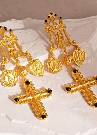 Стильные серьги 👑 мальтийский крест, стиль_долче_габбана, геральдика, подвески