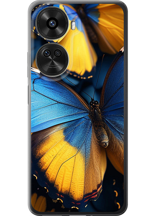 Чехол на huawei nova xiaomi 12 se / nova 11 se желто-голубые бабочки из силикона fc
