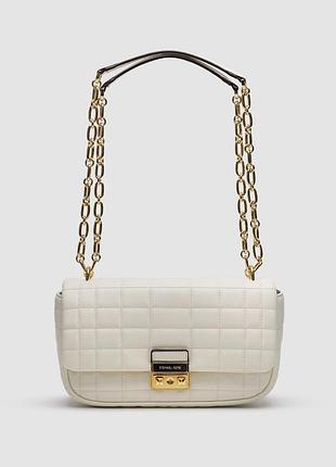 💎 michael kors tribeca large quilted leather shoulder bag cream