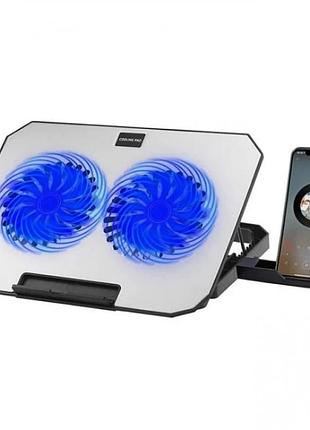 Подставка для ноутбука с охлаждением и держателем для телефона rgb light white