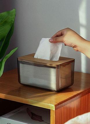 Диспенсер бокс для салфеток прозрачный tissue 21см