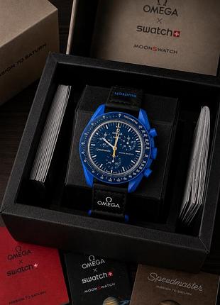 Наручные мужские часы omega x swatch mission to saturn blue