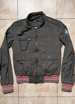 Куртка бомбер vintage diesel women y2k moto bomber jacket black slim cropped biker full zip l