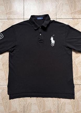 Поло rate y2k polo ralph lauren black big logo pony polo shirt casual cotton men 1xb