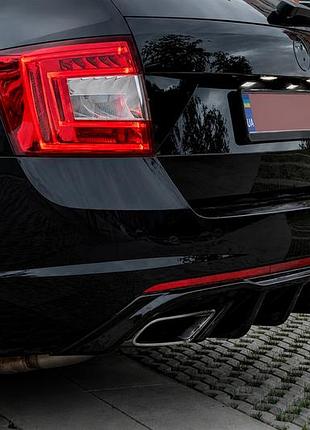 Задний диффузор dpt v-2 (lb/sw, чёрный глянец) для skoda octavia iii a7 2013-2019 гг