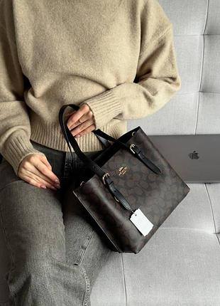 Coach mollie tote bag 25 in signature canvas dark brown/black 24 х 20 х 9